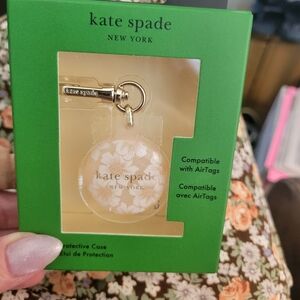 Kate Spade Clear Floral AirTag Case With Key Ring Clip. NIB